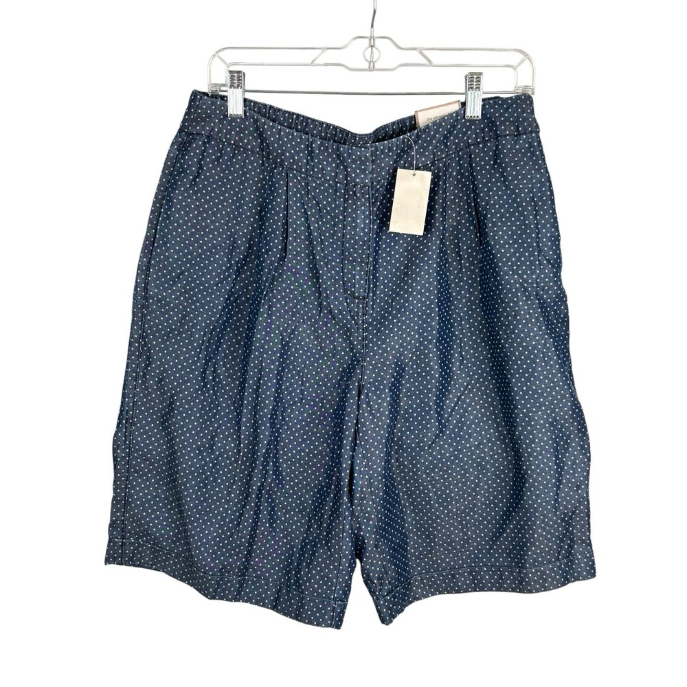 Chico's Women's Bermuda Shorts Sz Medium Short Blue Polka Dot‎ Ultimate Fit